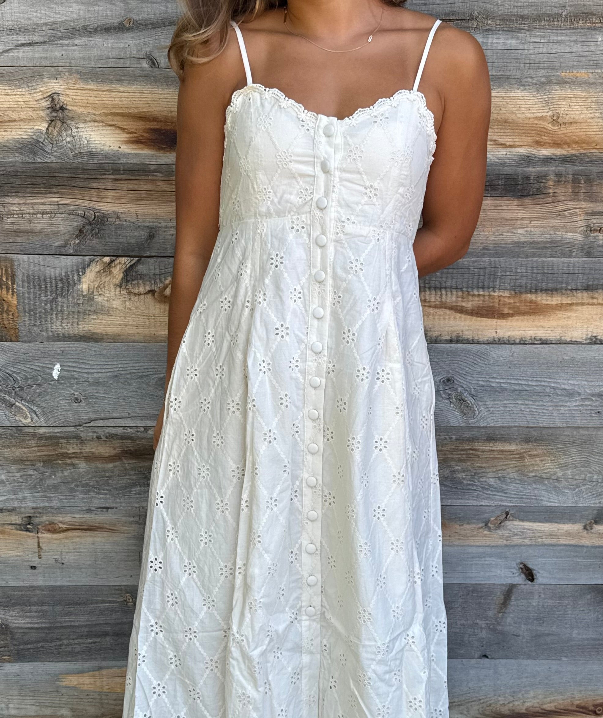 Button Down Cream Eyelet Dress