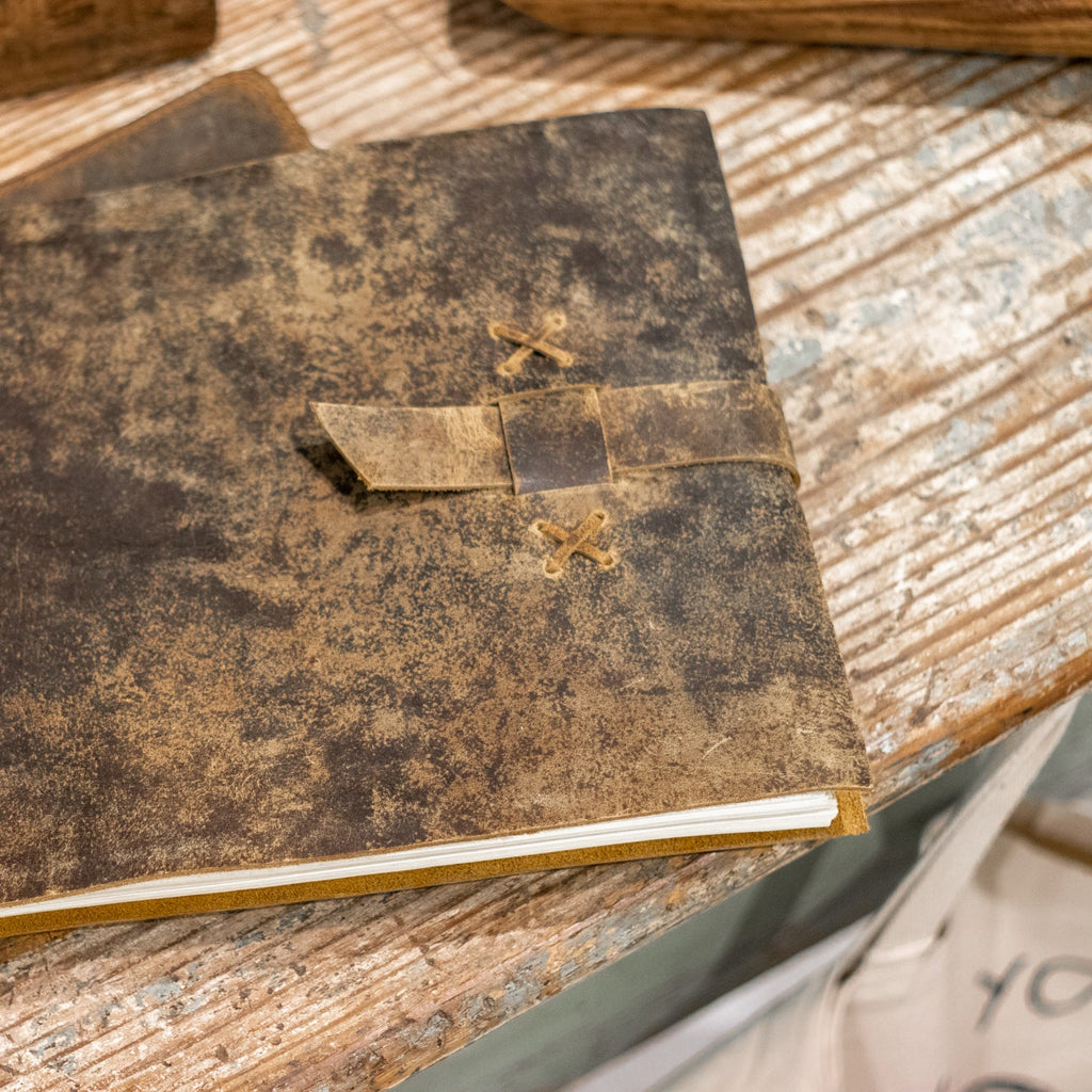 Scratched Leather Journal 14" x 10" - Brown