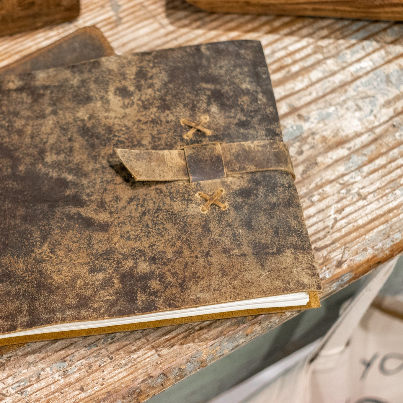 Scratched Leather Journal 14" x 10" - Brown