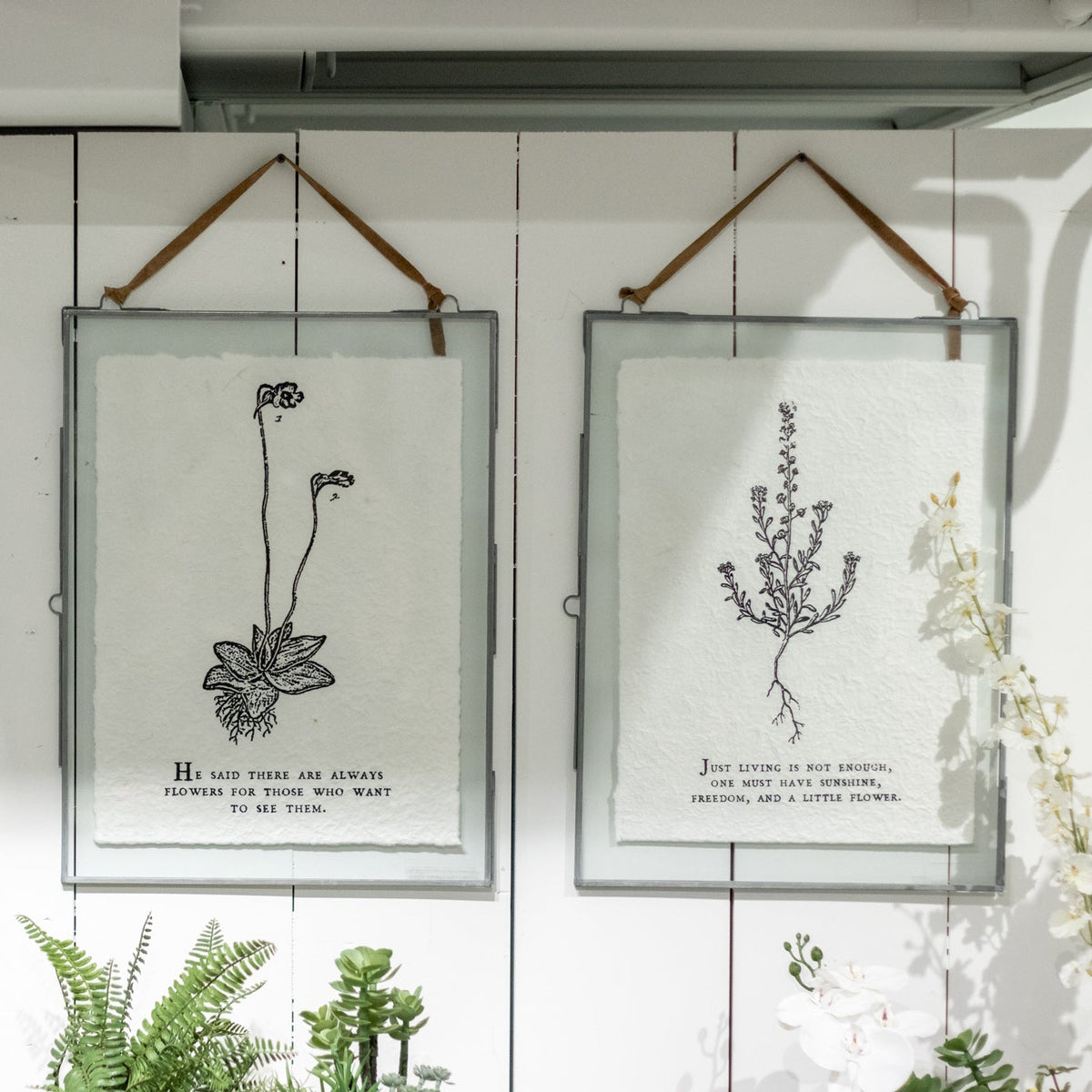 ***Just Living Is Not Enough Botanical Handmade Paper Print - 12x16
