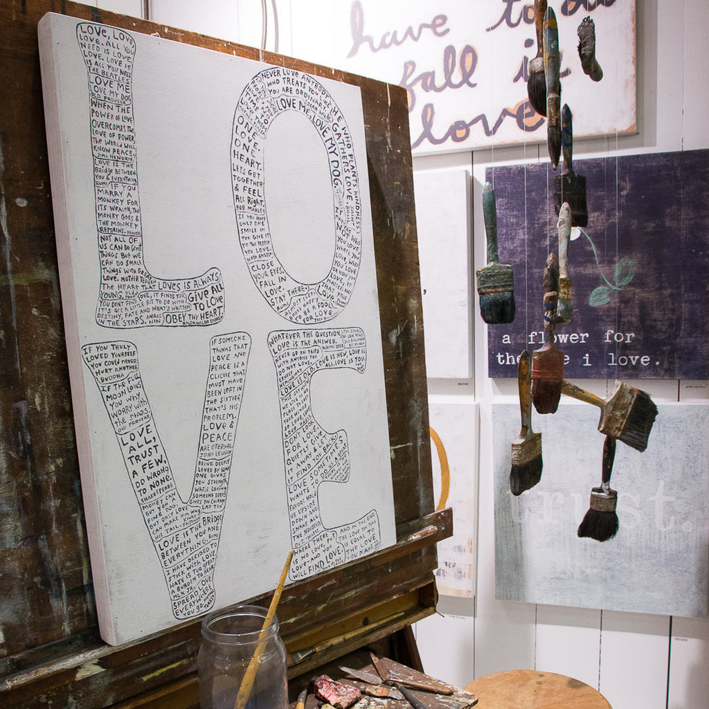 L-O-V-E Art Print in White - Grey Wood