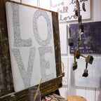 L-O-V-E Art Print in White - Grey Wood