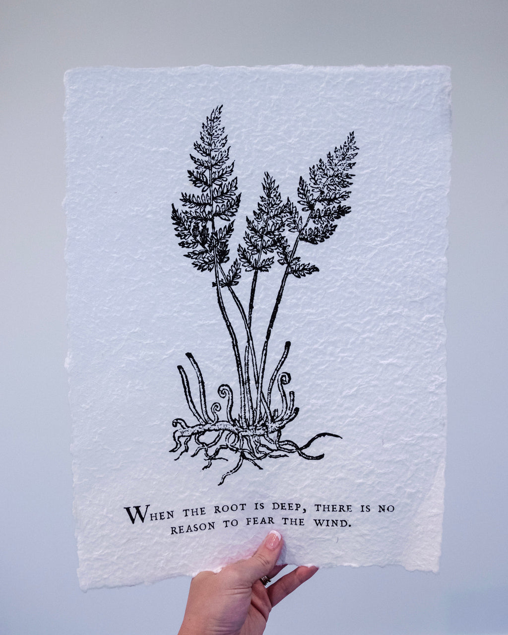 ***When The Root Is Deep Botanical Handmade Paper Print - 12x16