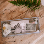 ***Skinny Rectangle Glass And Zinc Memory Box - 12x5x2