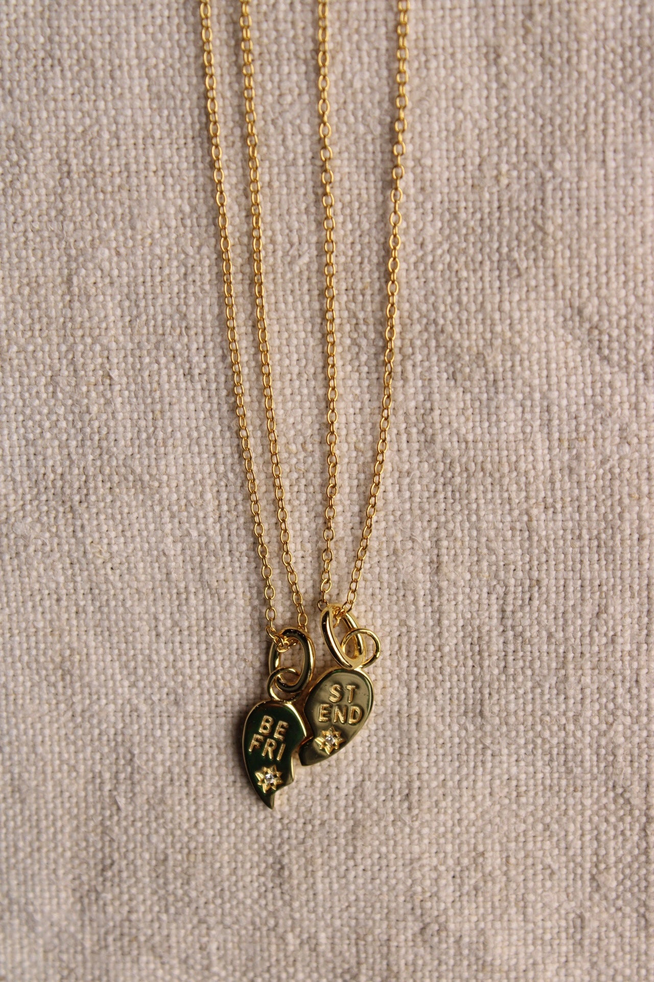 14K Gold Plated "Best Friend" Heart Necklace Set