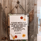 Please Watch Out For Each Other Handmade Paper Print - 12x16