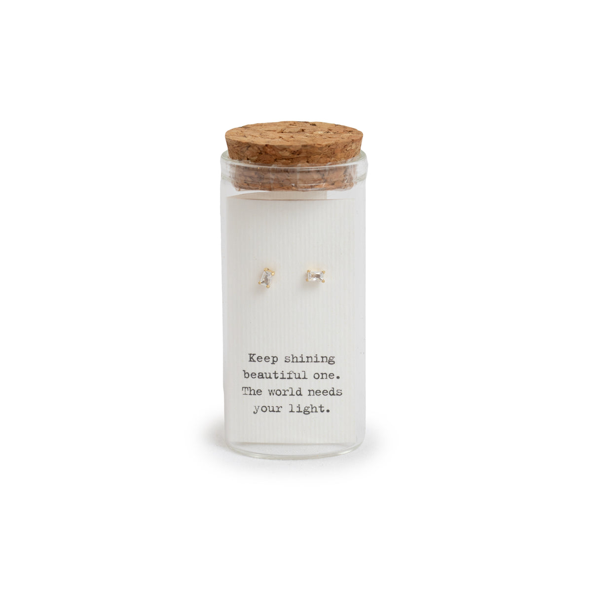Message in a Bottle Earring Collection - Rectangle Gold Studs