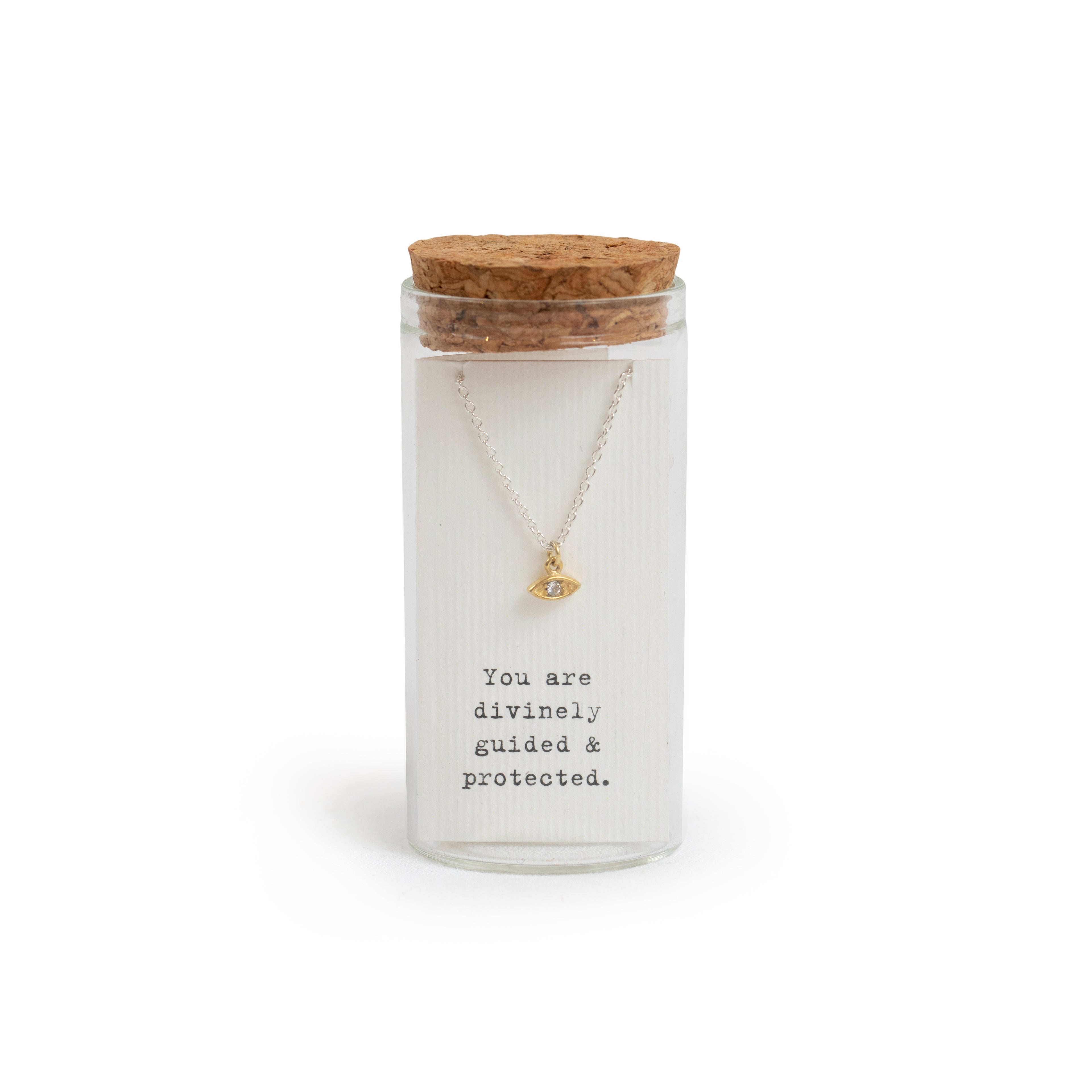 Message in a Bottle Necklace Collection - Evil Eye Gold