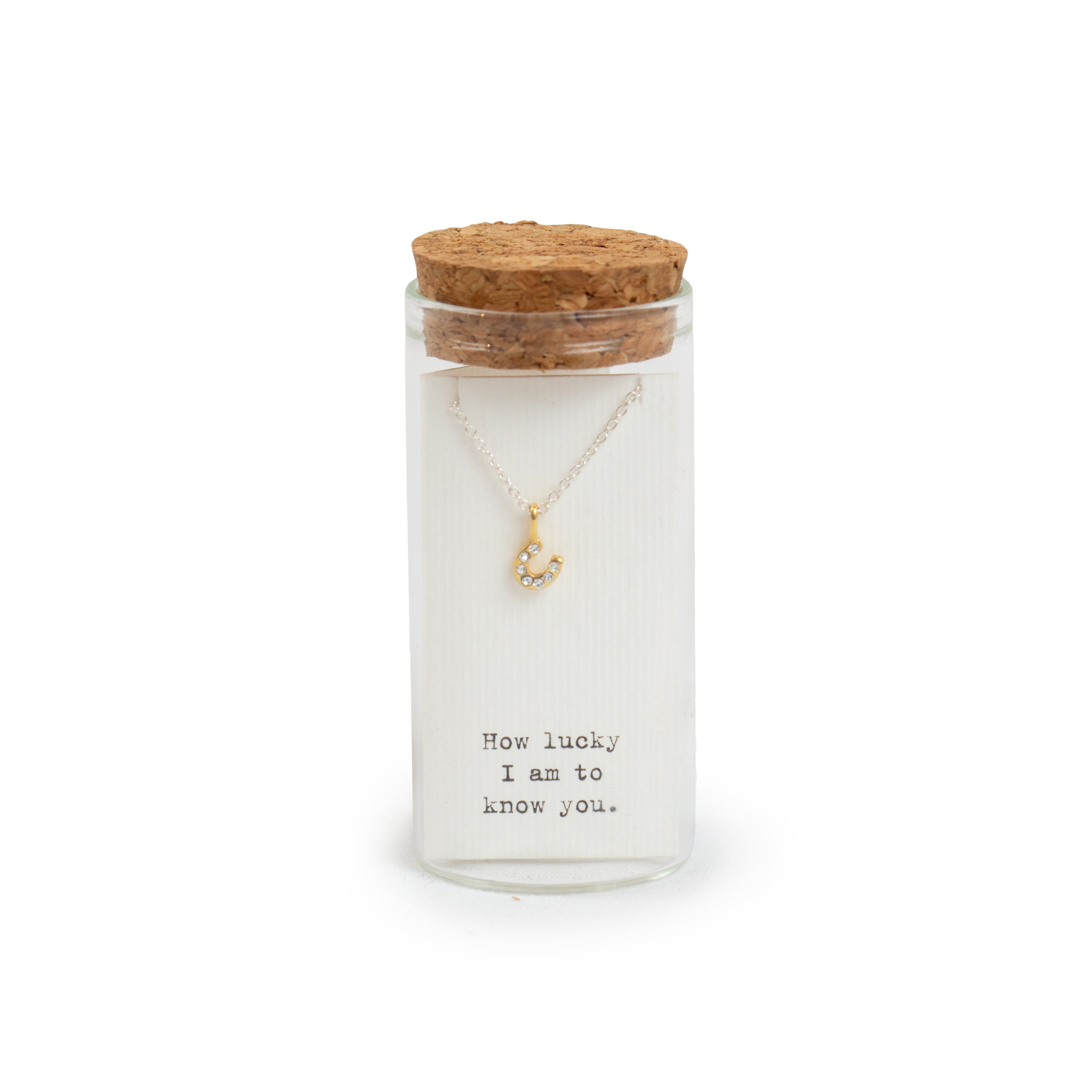 Gold Horsehoe Necklace - Message in a Bottle Collection