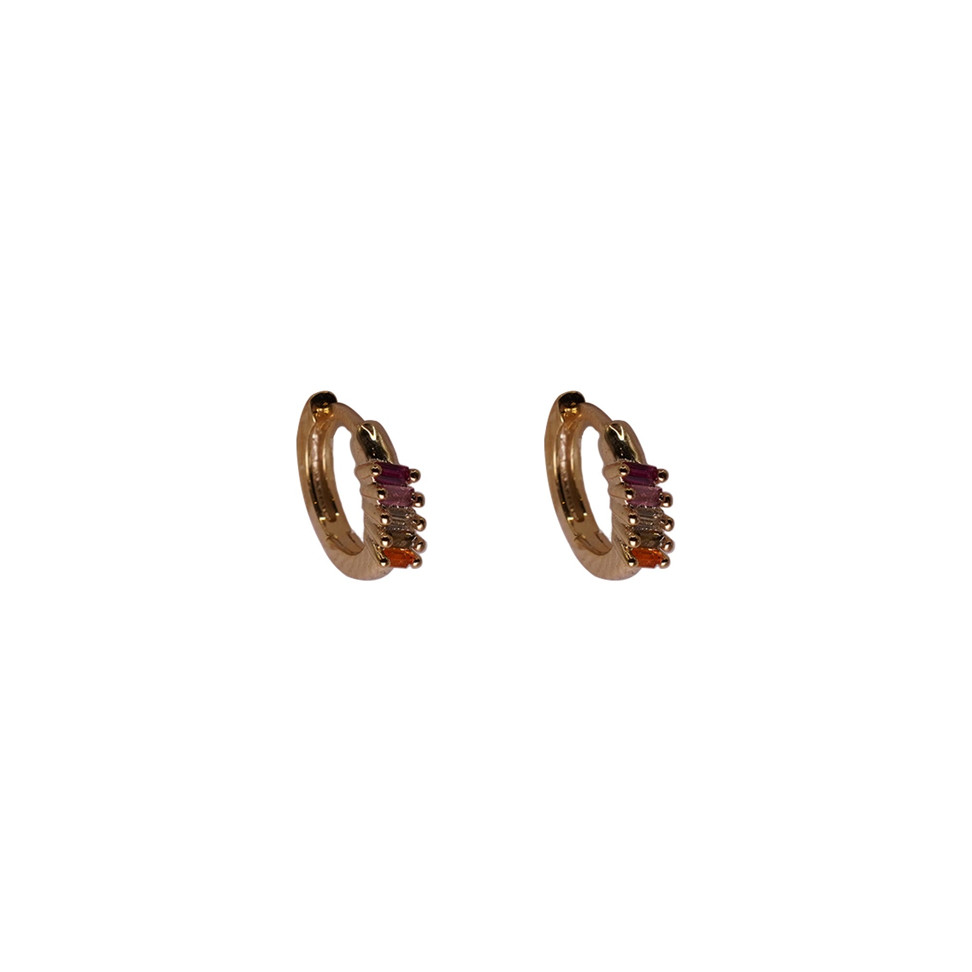 Small Huggie Rainbow bar Earrings