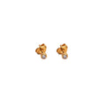 Tiny Crystal Dot Gold Rim Stud Earrings
