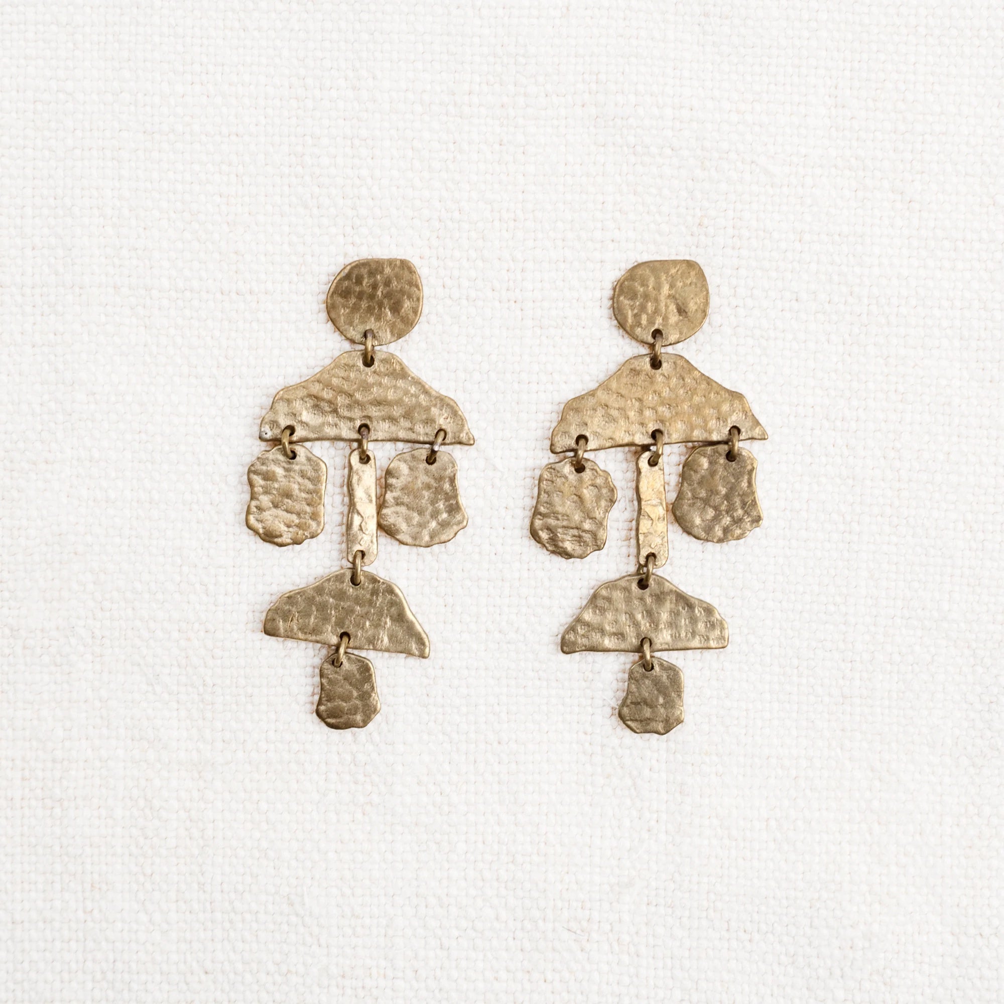 Brass Organic Shape Dangle Earrings