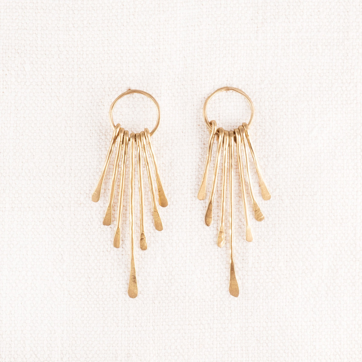 Small Hammered Hoop with Bar Dangle Earrings