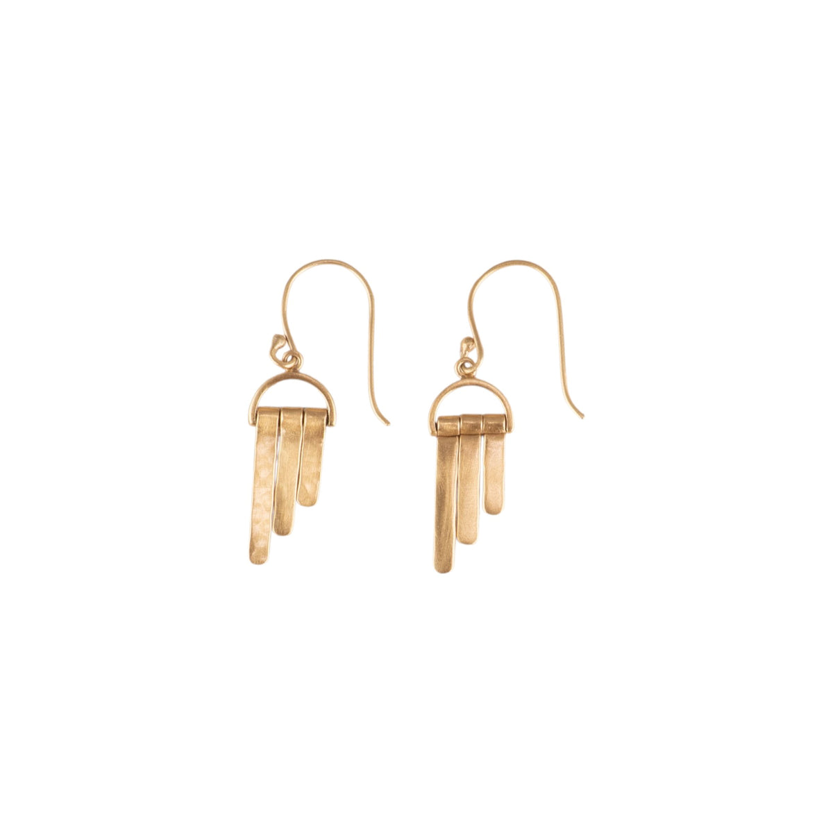 Hammered Three Tier Dangle Earrings
