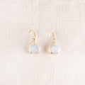 ***Glass Opal and White Cz Hoop Earrings