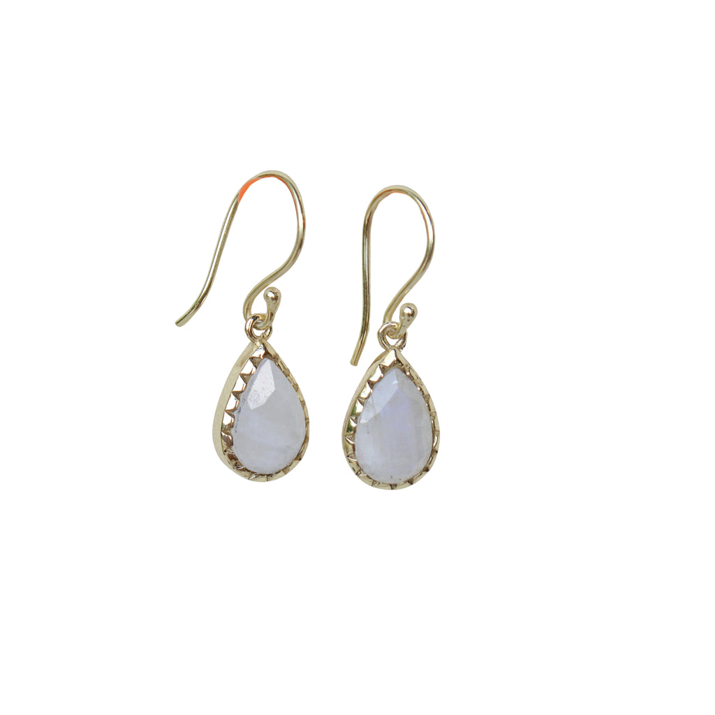 Rainbow Moonstone Dangle Teardrop Earrings