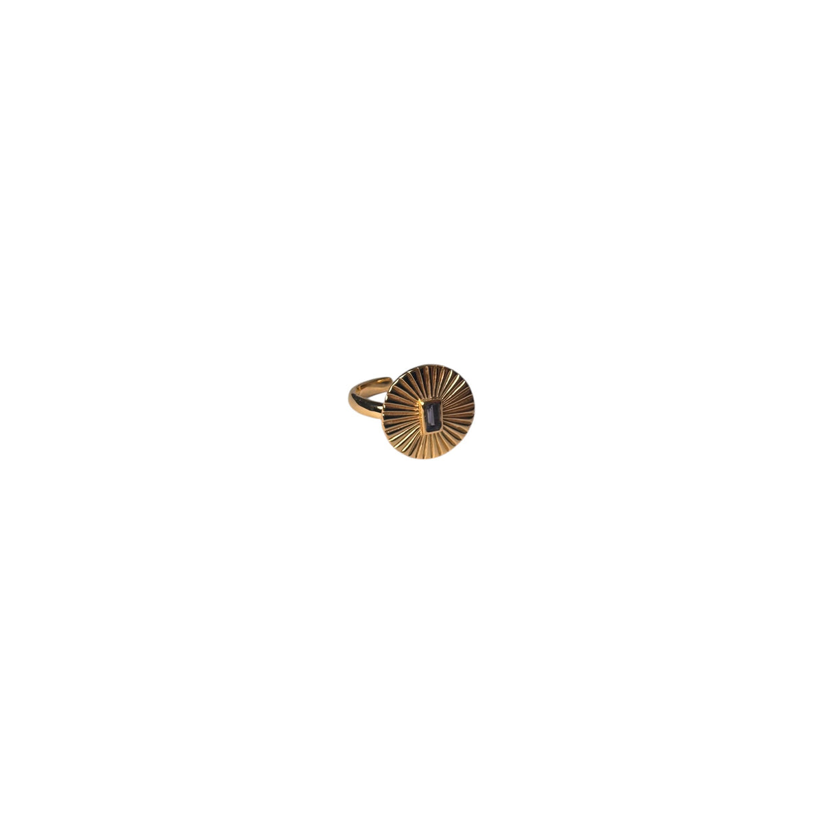 Sunburst Medallion Iolite Adjustable Ring