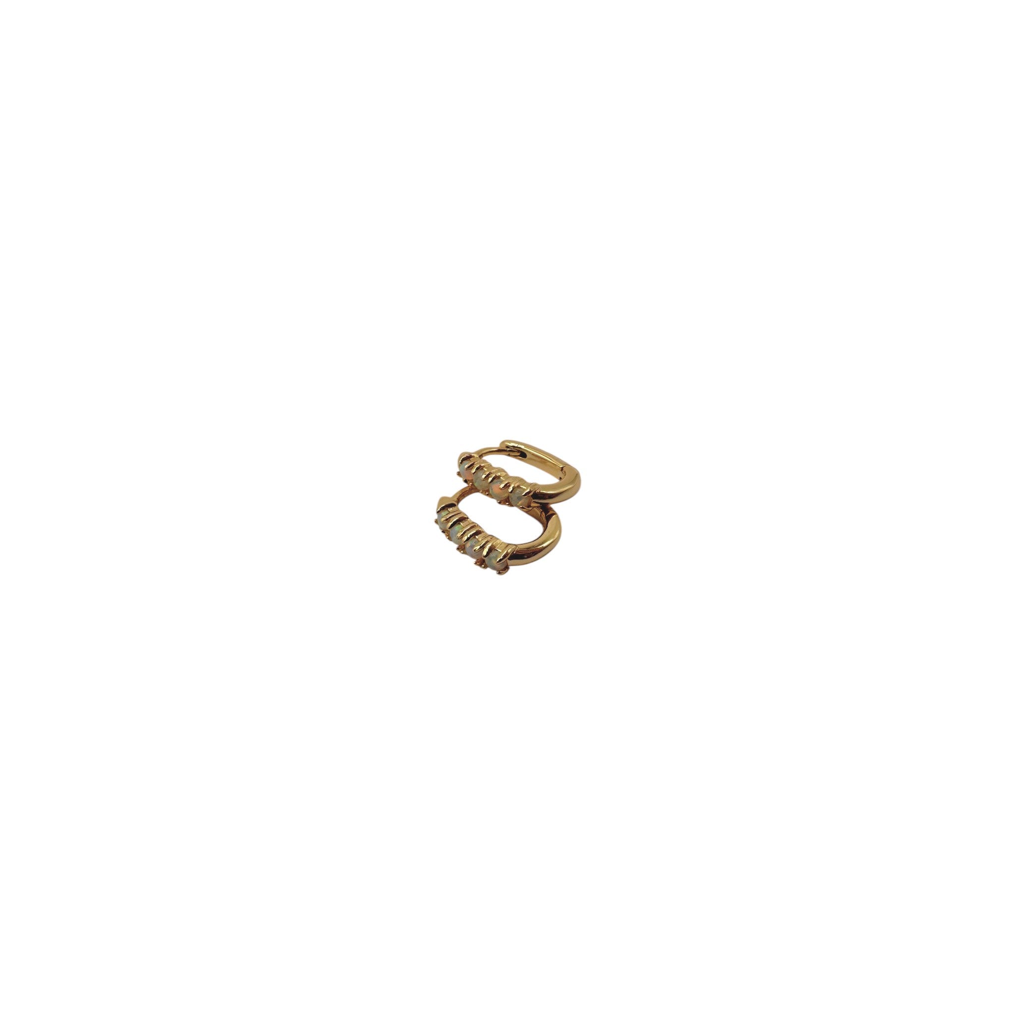 White Opal Rectangle Opal Huggie