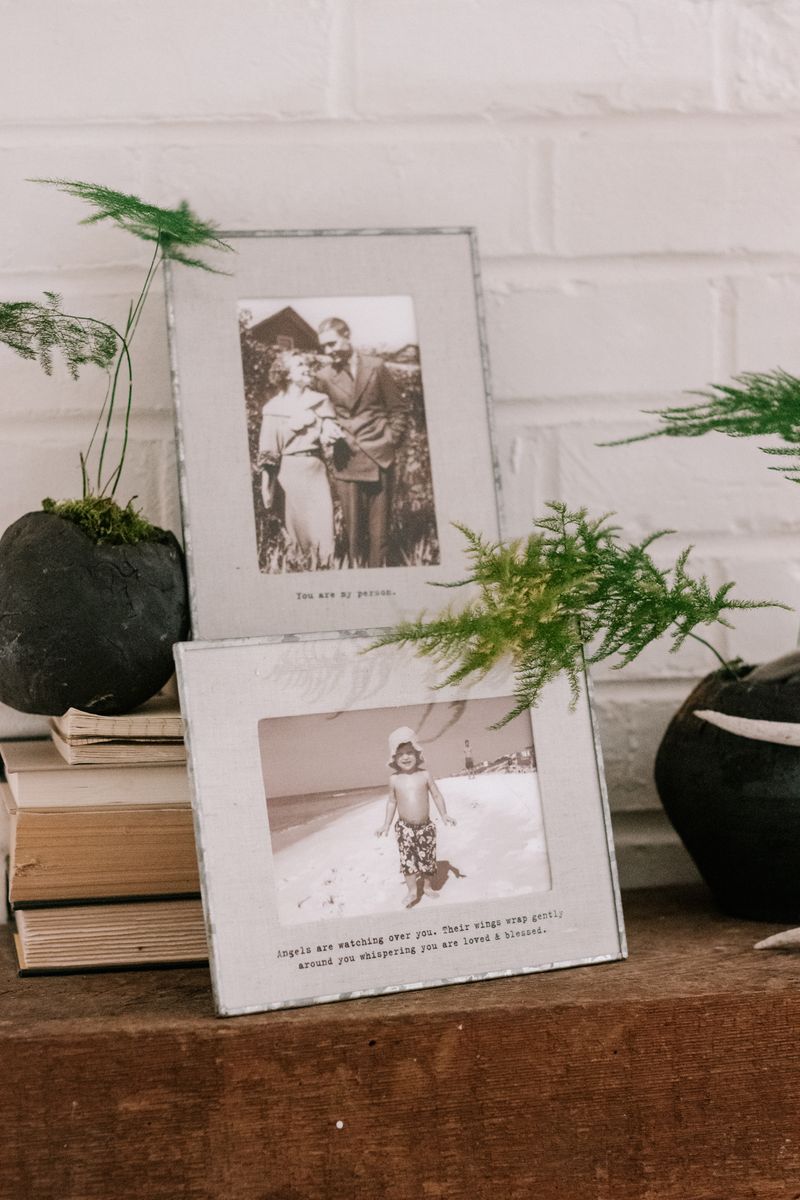 My Angel Mother Linen Zinc Frame - Vertical