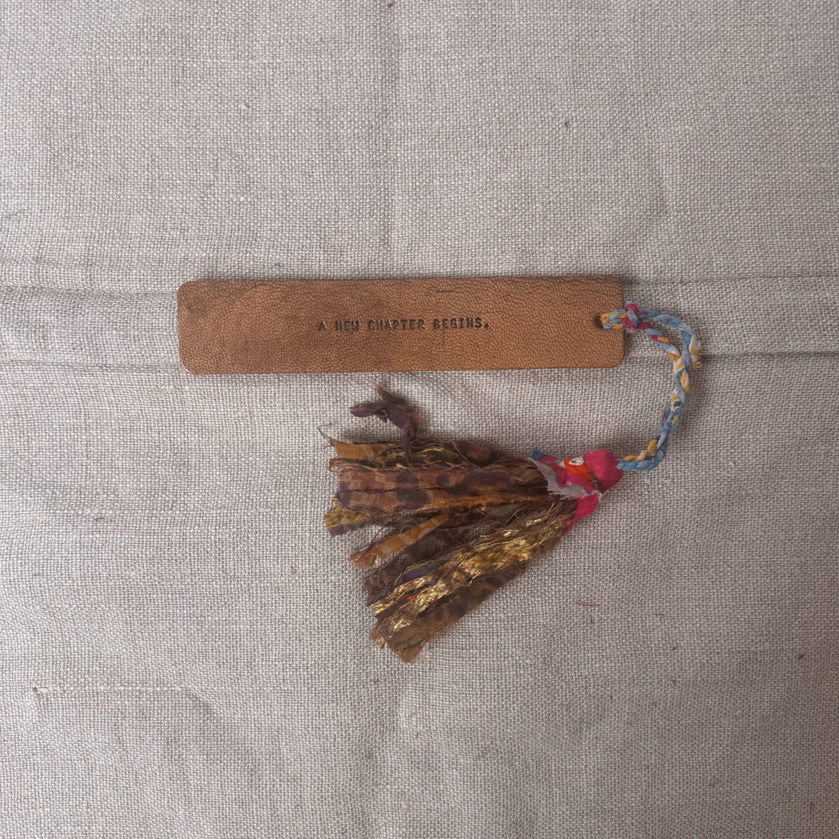 A New Chapter Begins Kantha Tassle Bookmark