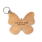 With Brave Wings Butterfly Leather Keychain - 3x3