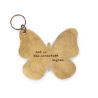 The Adventure Begins Butterfly Leather Keychain - 3x3