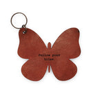 Follow Your Bliss Butterfly Leather Keychain - 3x3