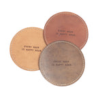 Happy Hour Leather Coaster in Tan - Set of 4