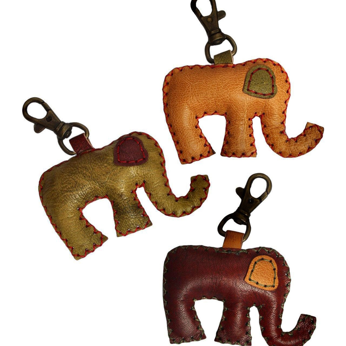 Elephant Puffy Leather Keychain - Assorted SKU