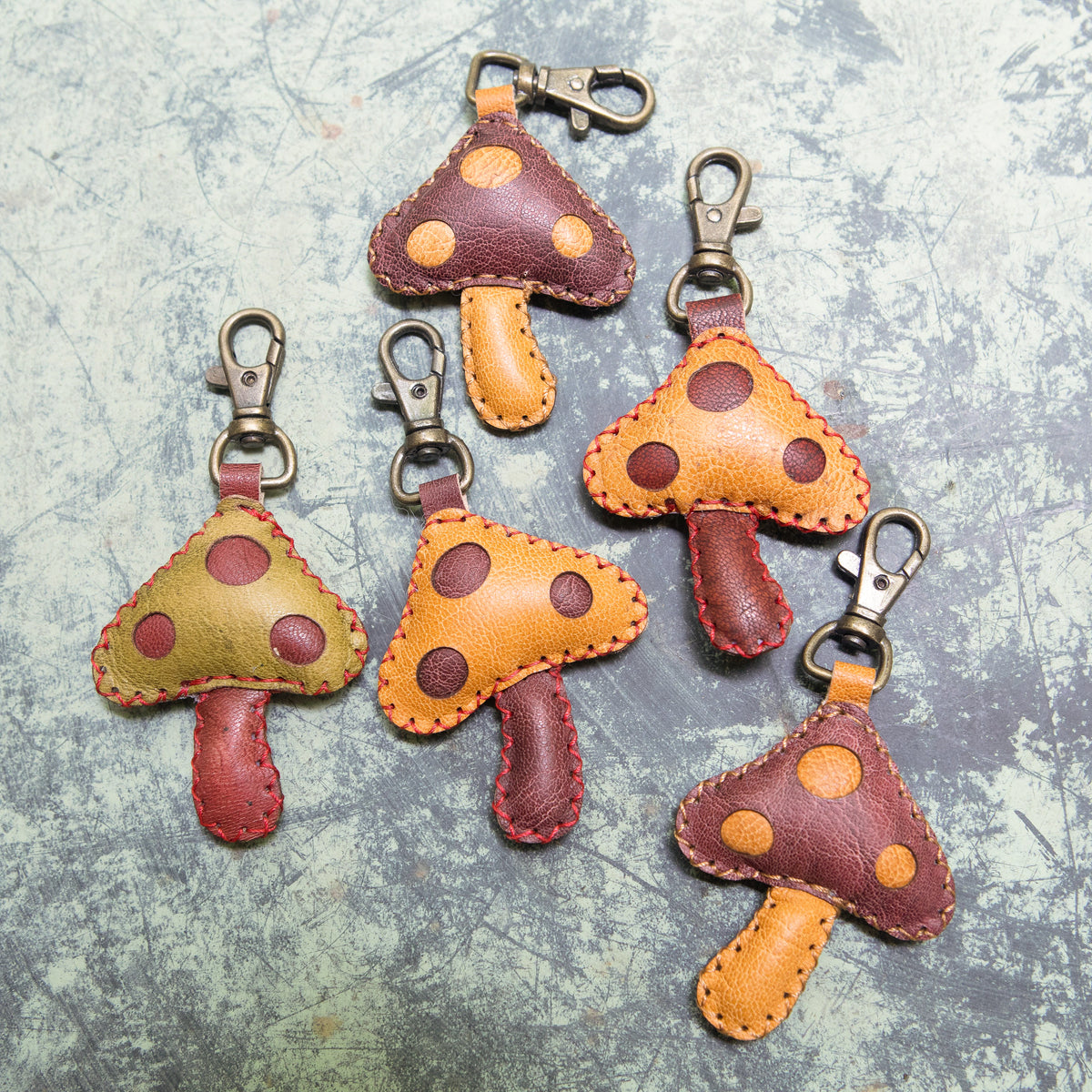 Mushroom Puffy Leather Keychain- Assorted SKU