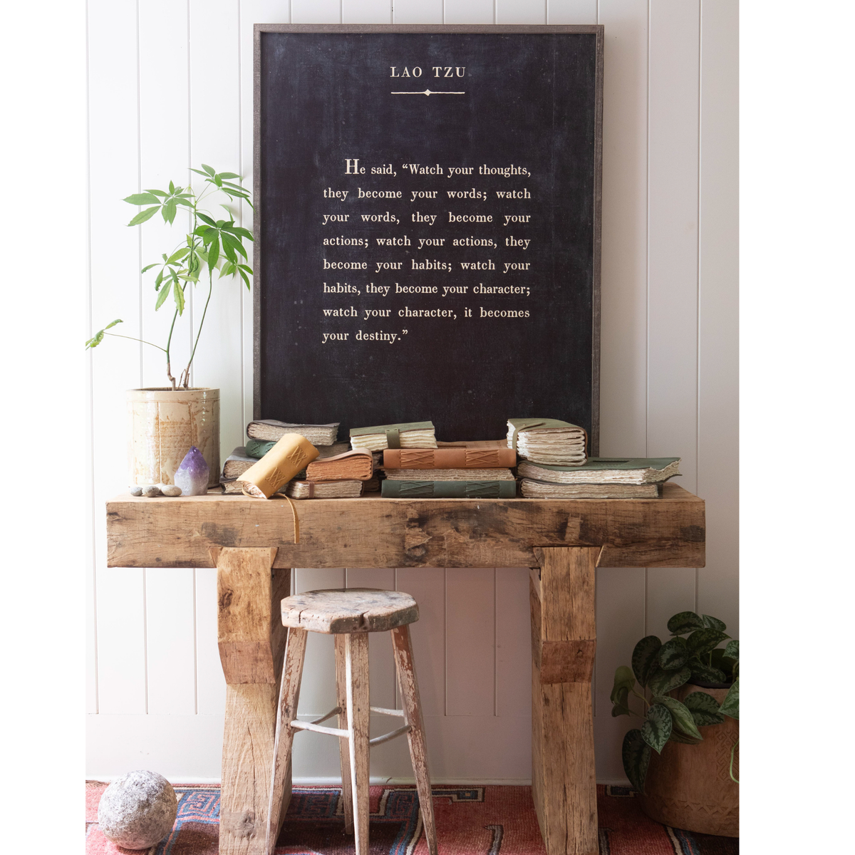 Lao Tzu Art Print - Grey Wood