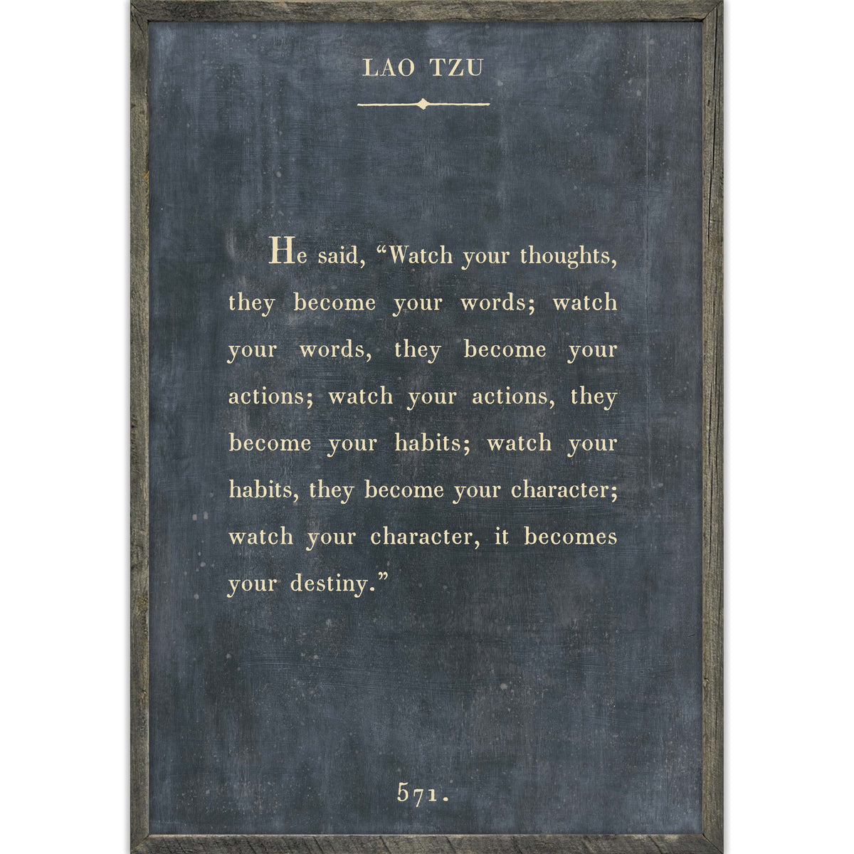 Lao Tzu Art Print - Grey Wood