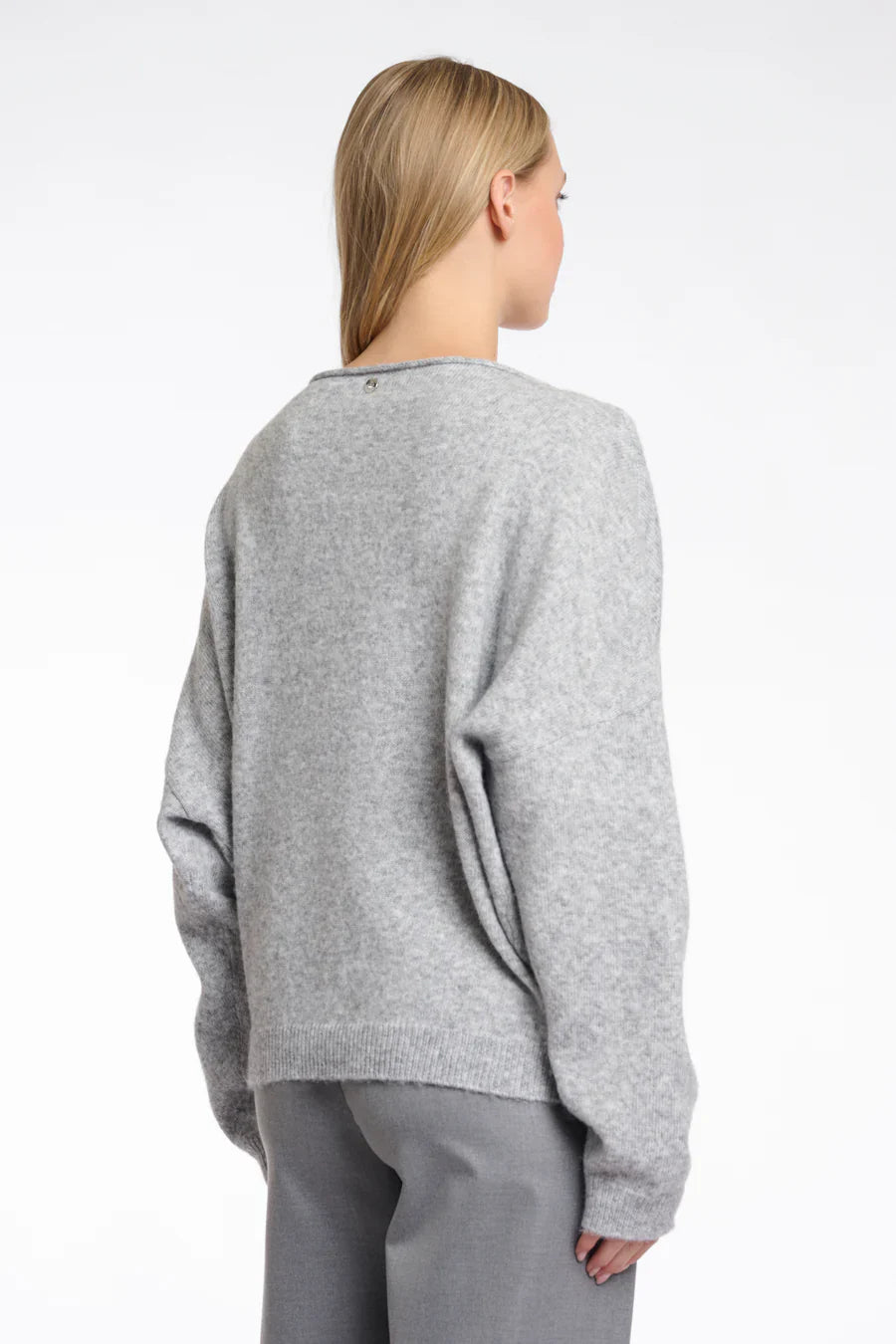 Boatneck Sweater, Grey Melange