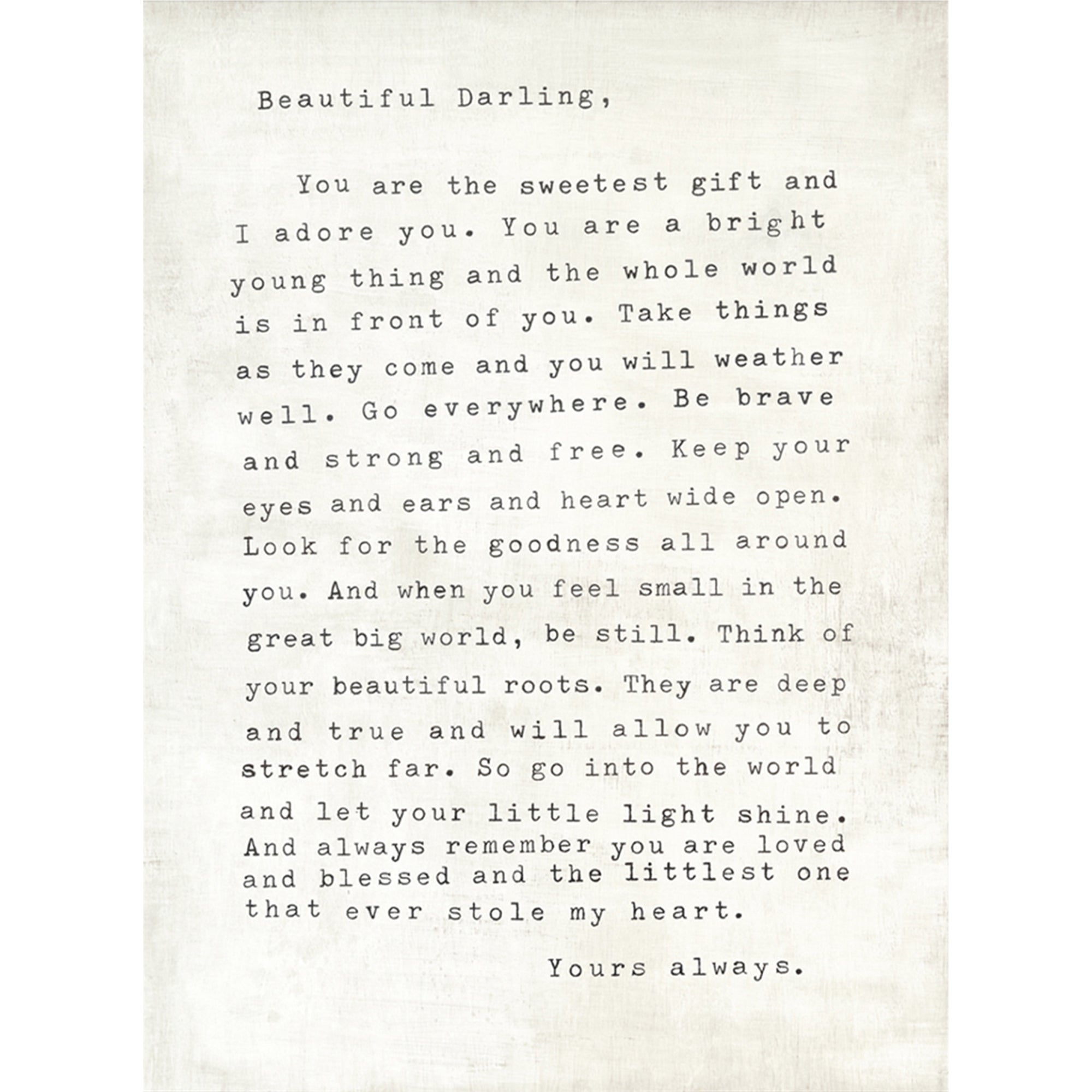 Letter For Sophie Art Print in White - Gallery Wrap