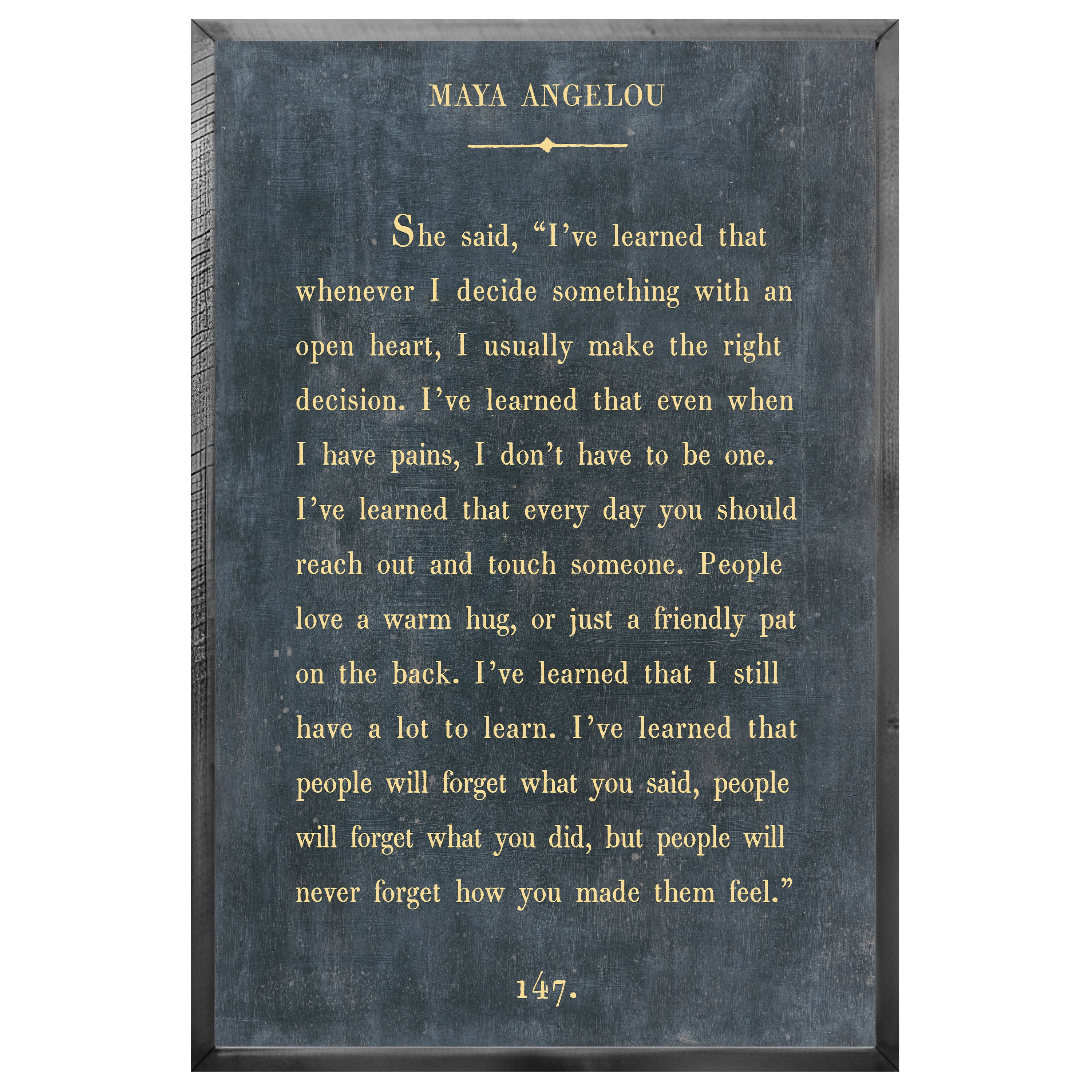 Maya Angelou - Book Collection (Grey Wood) - Art Print