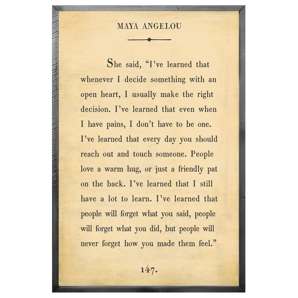 Maya Angelou - Book Collection (Grey Wood) - Art Print