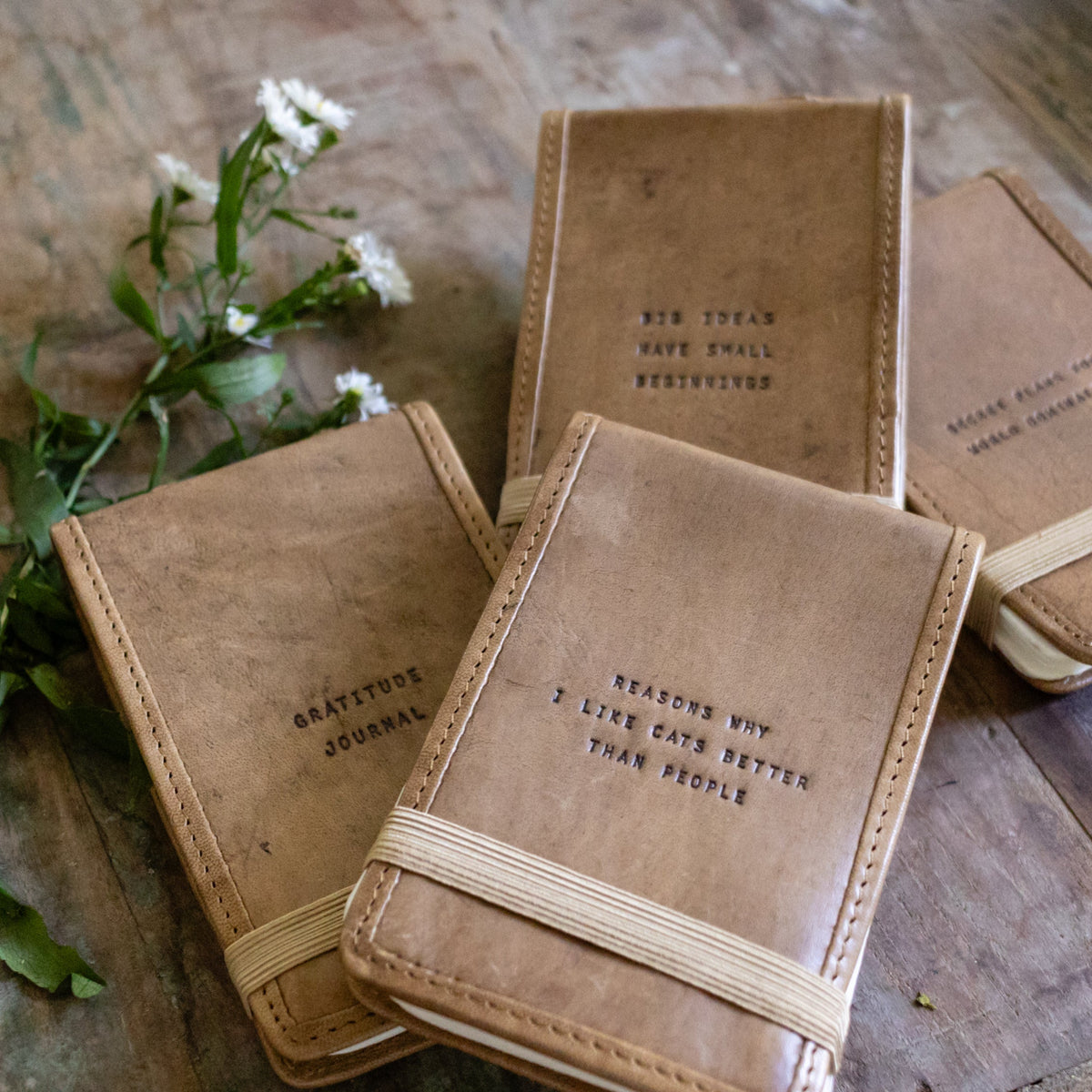 ***Reasons Why I Like Cats Mini Signature Leather Journal - Maple