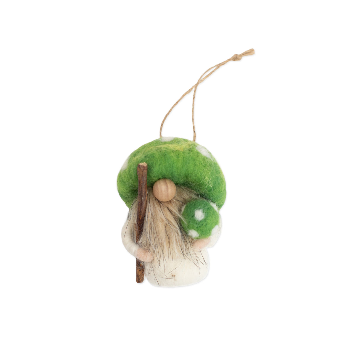 ***Green Tie-dye Mushroom Gnome Ornament