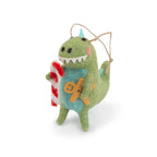 Light Green Dinosaur with Gingerbread Man Ornament