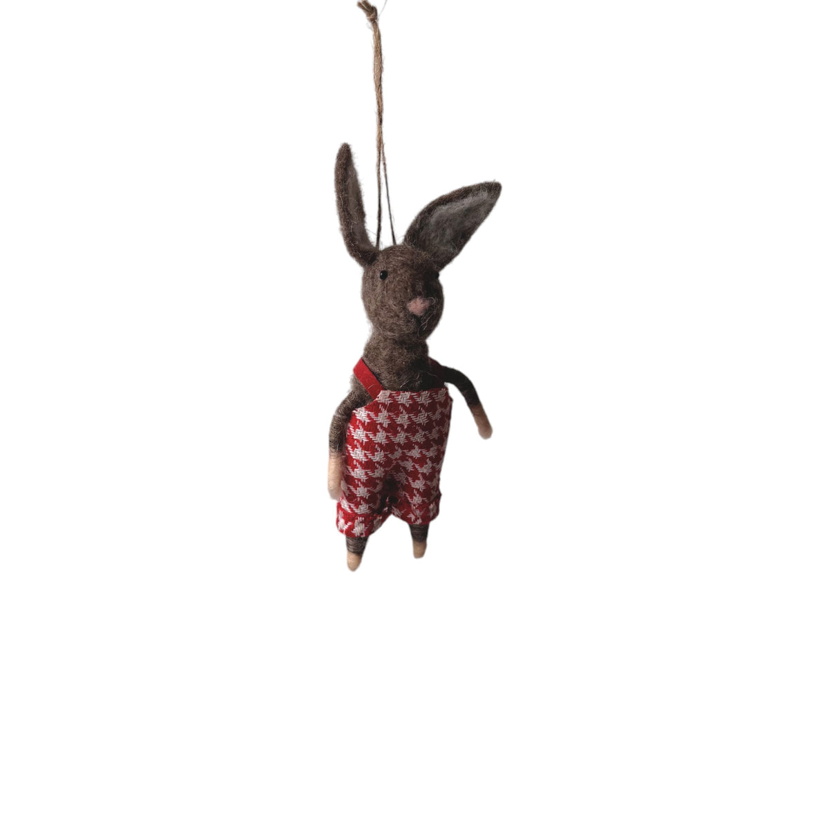 Felt Burrow of Bunny with Overalls Ornament