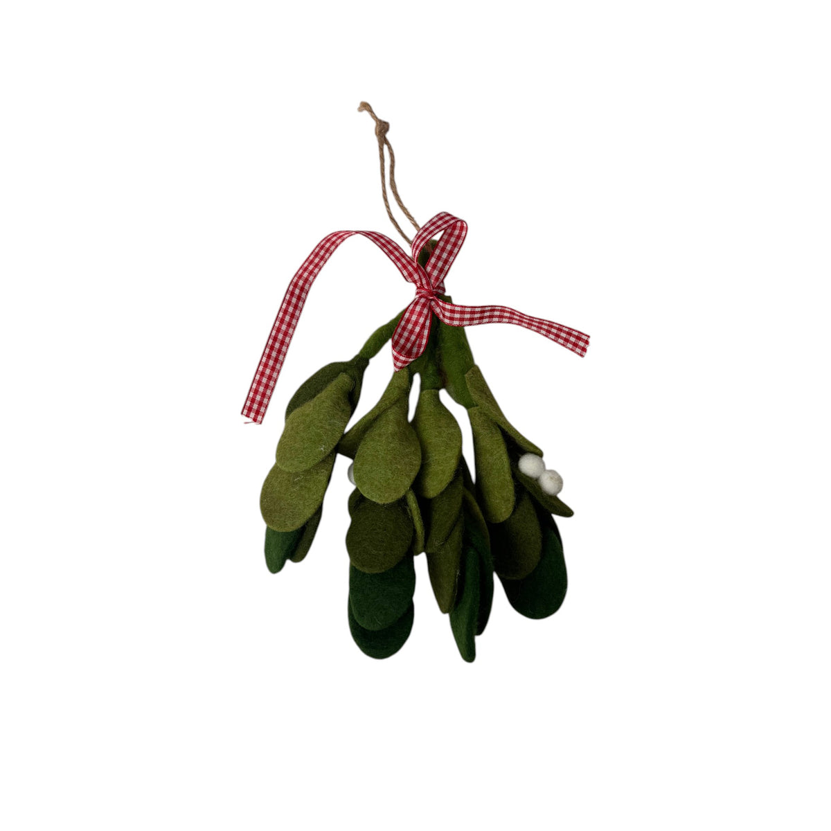 Felt Kiss Me Under the Mistletoe with Ribbon Ornament