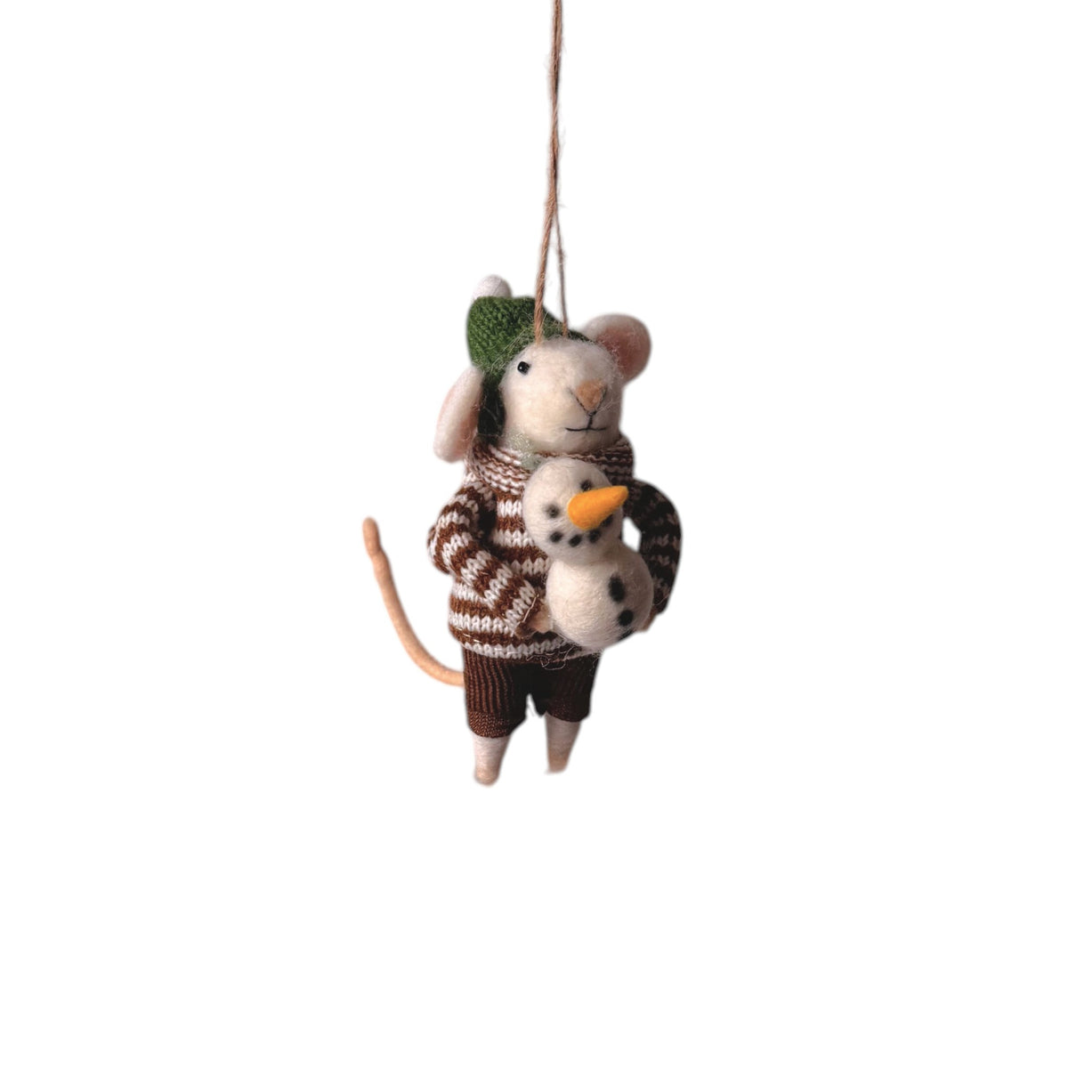 Felt Holly Jolly Beanie Mouse Ornament