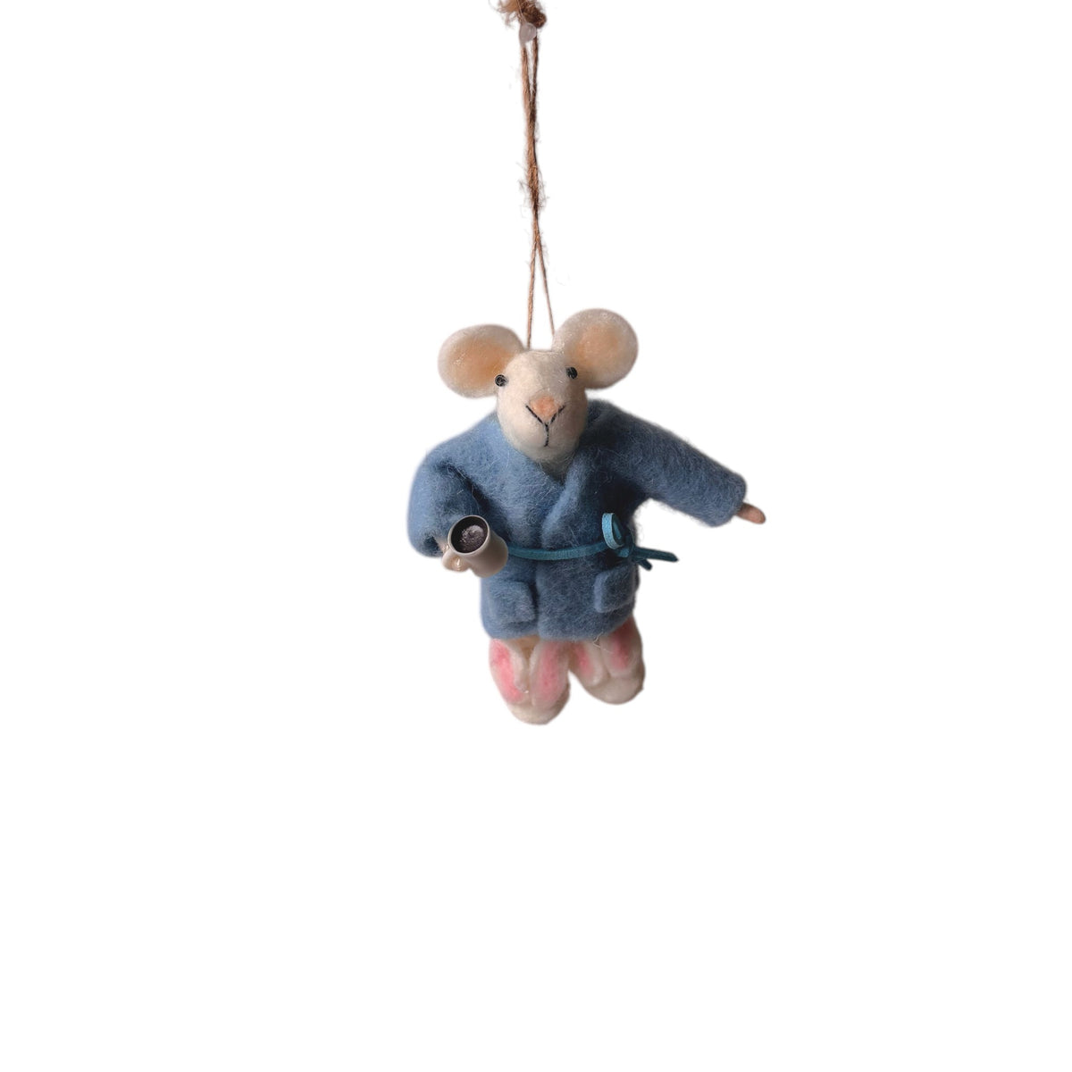 Felt Bunny Slippers Mouse Ornament