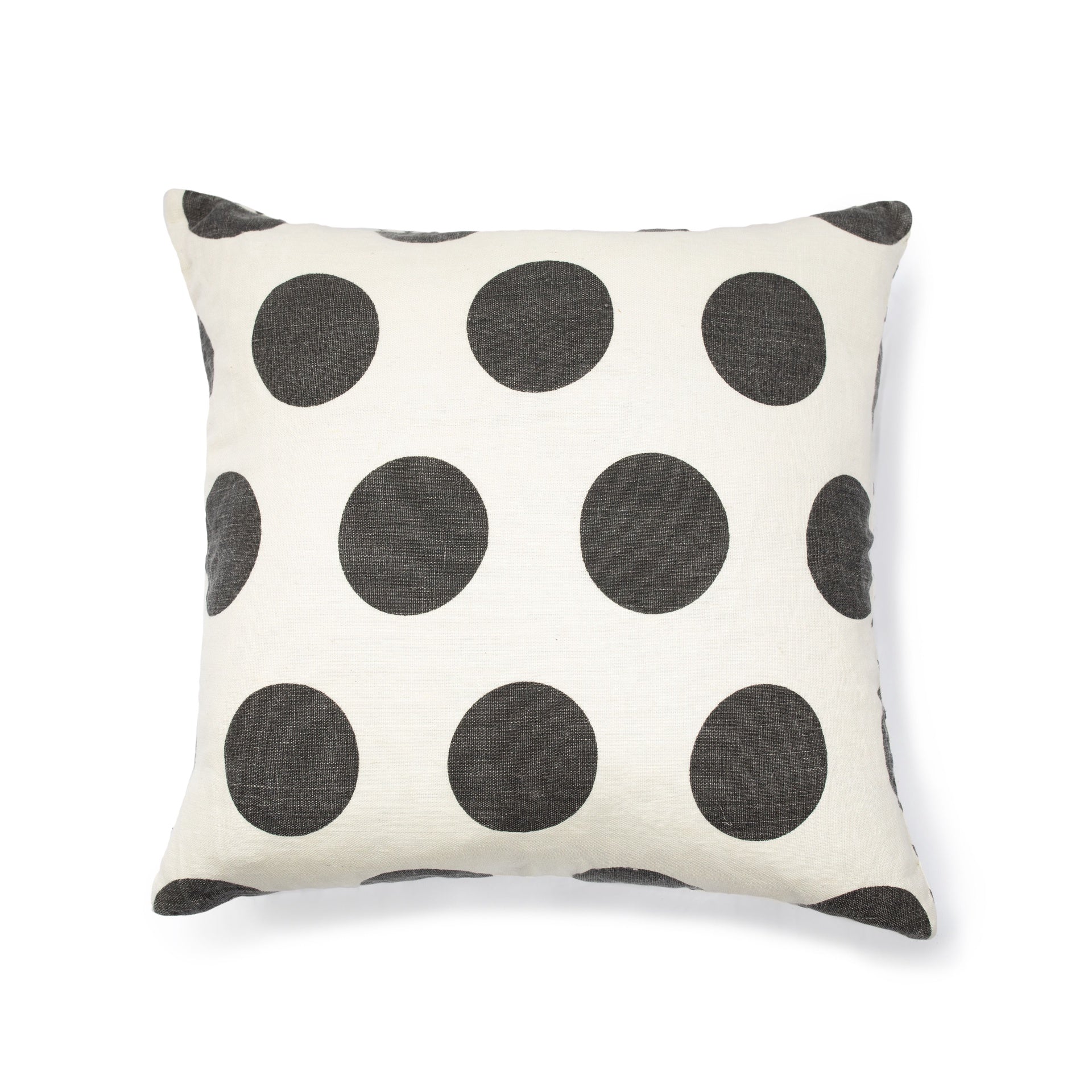***Reversible Polka Dot Cream Linen Pillow 24x24