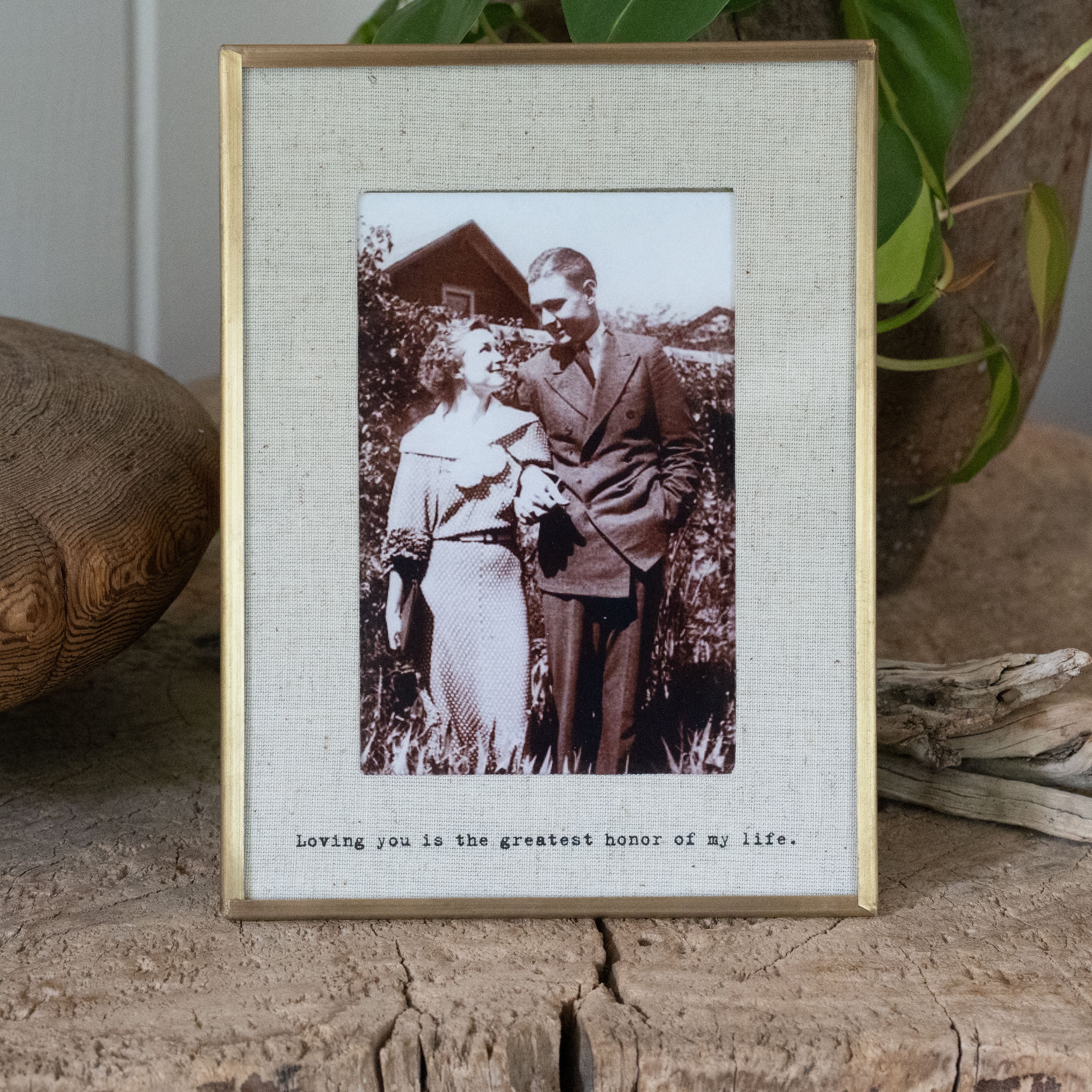 Loving You Brass Linen Frame 8.5x7.5
