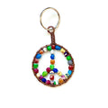 Peace Sign Paper Bead Keychain Multicolor