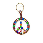 Peace Sign Paper Bead Keychain Multicolor
