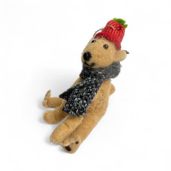 Golden Bear with Red & Gold beanie and Blue knit scarf  - Sleuth of Bears