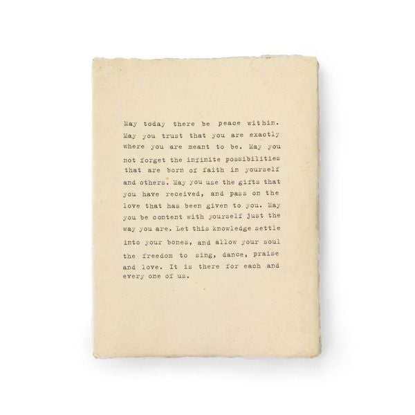 May Today There Be Peace Large Deckled Edge Notebook - Cream
