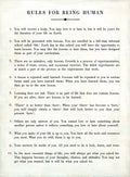 Rules For Being Human Art Print - Gallery Wrap